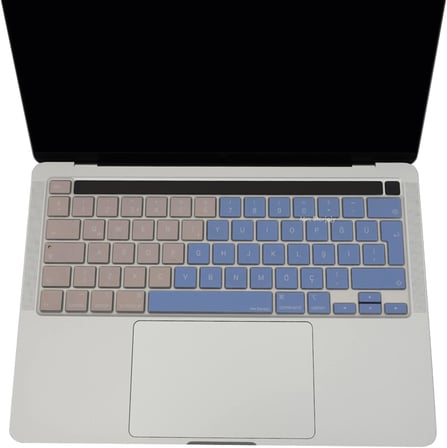 MacBook Klavye Koruyucu Türkçe Q A2338 M1 M2 13 inç A2251 A2289 A2141 16 inç UK ISO Ters L Enter Silikon Keyboard Cover Touch Bar Mavi Pembe