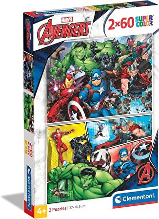 Clementoni 21605 Supercolor Puzzle Avengers, 2x60 Parça