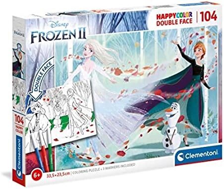 Clementoni  104 Parça Double Face Coloring Puzzle  Frozen 2