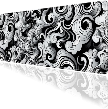 Wave Temalı Oyun Gaming Klavye Mouse Pad Masa Matı 70x30cm Kaymaz Kauçuk Taban Dikişli Kenar