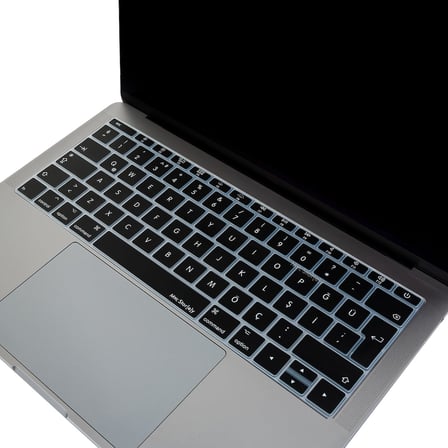 MacBook Klavye Koruyucu A1534 A1708 Uyumlu Türkçe Q Baskılı Silikon Klavye Koruyucu UK Enter Siyah