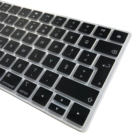 Apple Magic Keyboard 2 A1644 Uyumlu Klavye Koruyucu Türkçe F Dizilim Daktilo Tipi Silikon Kaplama UK ISO Ters L Enter Ultra İnce Kaymaz Toz ve Sıvı Koruma Keyboard Cover Siyah