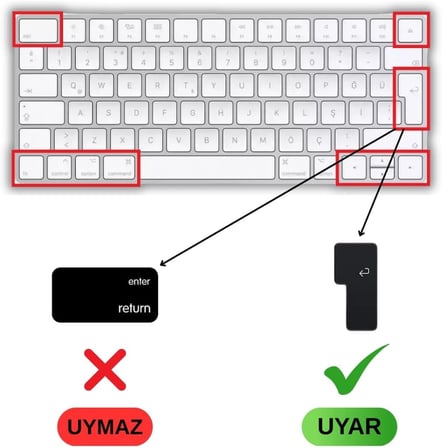 Apple Magic Keyboard 2 A1644 Uyumlu Klavye Koruyucu Türkçe F Dizilim Daktilo Tipi Silikon Kaplama UK ISO Ters L Enter Ultra İnce Kaymaz Toz ve Sıvı Koruma Keyboard Cover Siyah