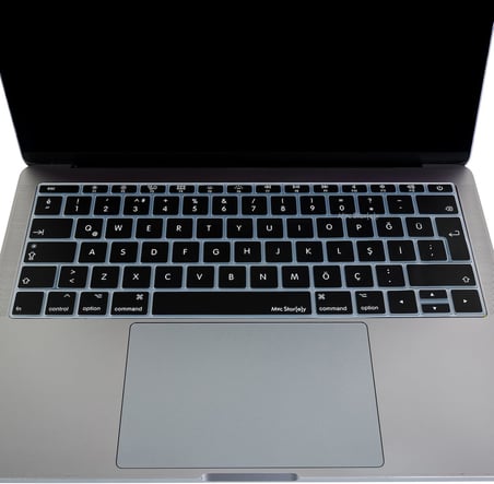 MacBook Klavye Koruyucu A1534 A1708 Uyumlu Türkçe Q Baskılı Silikon Klavye Koruyucu UK Enter Siyah