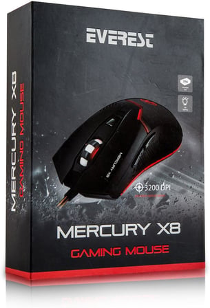 Mercury X8 LED Işıklı 6d 3200DPI Optik Gaming Oyuncu Mouse, Siyah
