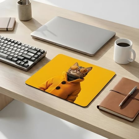 18x22 cm Desenli Baskılı Mouse Pad Kaymaz Kauçuk Taban Ofis ve Home Ofis Kullanımına Uygun Komik Yazılı Tasarım Yüksek Baskı Kaliteli Küçük Boy Mouse Pedi Bilgisayar Laptop Aksesuarı (Golden Cat)
