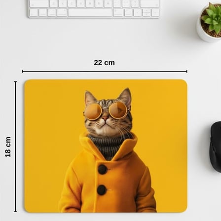 18x22 cm Desenli Baskılı Mouse Pad Kaymaz Kauçuk Taban Ofis ve Home Ofis Kullanımına Uygun Komik Yazılı Tasarım Yüksek Baskı Kaliteli Küçük Boy Mouse Pedi Bilgisayar Laptop Aksesuarı (Golden Cat)
