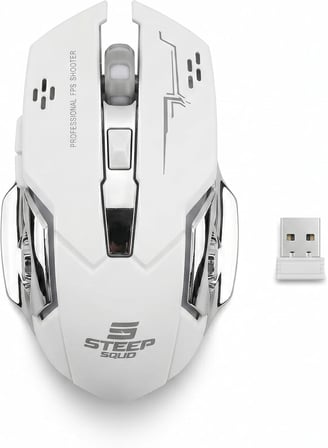 Steep Solid Kablosuz RGB Gaming Mouse, 2.4 GHz USB Bağlantı, Şarj Edilebilir, RGB Aydınlatmalı, 2400 DPI, Optik Sensör, Sağ Sol El Uyumlu Simetrik Tasarım, Kablosuz Oyuncu Mouse MO-08