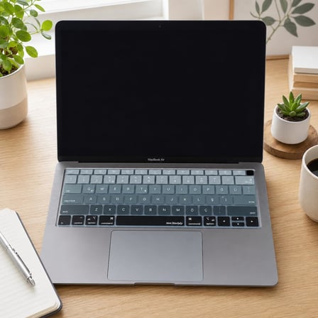 Türkçe Q Klavye Koruyucu MacBook Air 13 A1932 A2179 A2337 M1 Uyumlu | US Amerikan Düz Enter ANSI | Türkçe Baskılı Silikon Keyboard Cover Siyah Gri