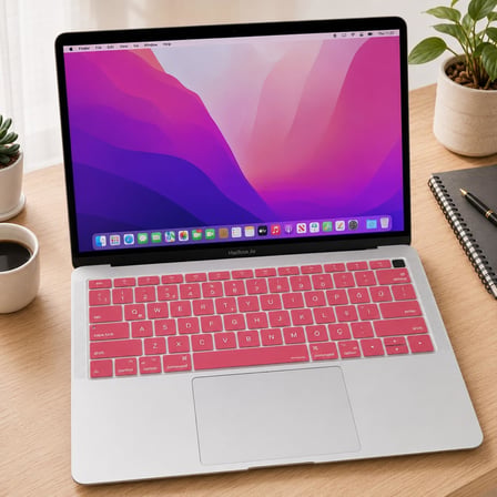 MacBook Air 13 Türkçe Q Klavye Koruyucu US Amerikan Enter | A1932 A2179 A2337 M1 Uyumlu | İngilizce Klavyeyi Türkçeye Çeviren İnce Silikon Keyboard Cover Pembe