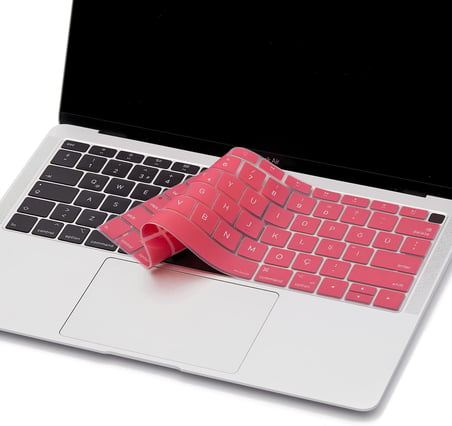 MacBook Air 13 Türkçe Q Klavye Koruyucu US Amerikan Enter | A1932 A2179 A2337 M1 Uyumlu | İngilizce Klavyeyi Türkçeye Çeviren İnce Silikon Keyboard Cover Pembe