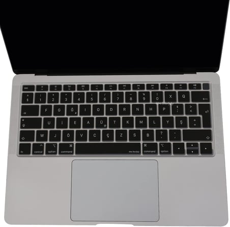 MacBook Air 13 Retina Türkçe F Klavye Koruyucu A1932 A2179 A2337 M1 | 2018-2020 Uyumlu Silikon Keyboard Cover Touch ID Siyah Siyah