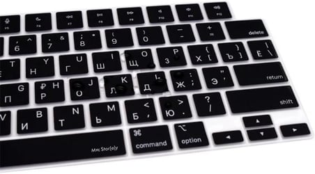 MacBook Rusça Klavye Koruyucu US Amerikan Enter M1-M5 | A2681 A3113 A3240 A3449 A2941 A3241 A2442 A2779 A2992 A2485 A2991 | Russian Keyboard Cover Touch ID Siyah