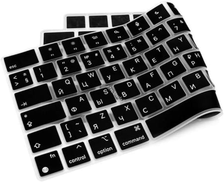 MacBook Rusça Klavye Koruyucu US Amerikan Enter M1-M5 | A2681 A3113 A3240 A3449 A2941 A3241 A2442 A2779 A2992 A2485 A2991 | Russian Keyboard Cover Touch ID Siyah