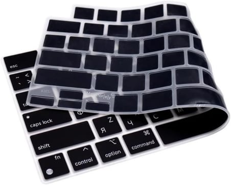 MacBook Rusça Klavye Koruyucu US Amerikan Enter M1-M5 | A2681 A3113 A3240 A3449 A2941 A3241 A2442 A2779 A2992 A2485 A2991 | Russian Keyboard Cover Touch ID Siyah