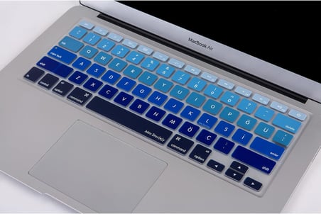 MacBook Klavye Koruyucu Silikon | US Klavyeyi Türkçe Q Baskıya Dönüştürür | MacBook Air 13 inç ve MacBook Pro 13–15 inç (A1369, A1466, A1278, A1425, A1502, A1286, A1398) Uyumlu Lacivert Mavi