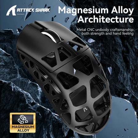 R3 Magnezyum Alaşımlı Kablosuz Gaming Mouse – 46g Ultra Hafif, PixArt PAW3395 Sensör, 8K Tepki Hızı, BT/2.4G/Kablolu Üçlü Mod, 26000 DPI Ayarlanabilir, Windows/Xbox/PS Uyumlu - Black