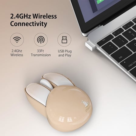 Mofii Wireless Mouse Renkli Tavşan Tasarım Kablosuz Sessiz Bilgisayar Notebook Laptop için Fare USB Nano Receiver Mouse Tak Çalıştır 9.2cm x 6cm (Kahverengi)