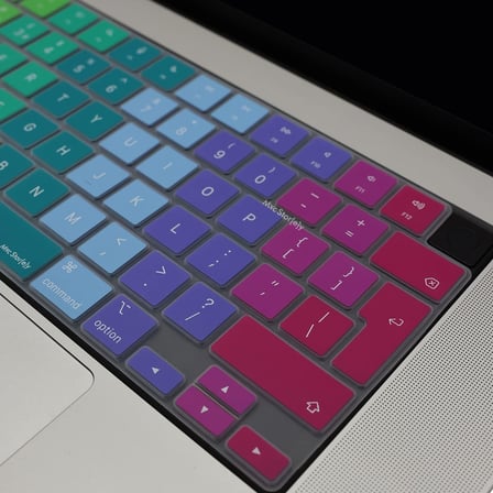 Macbook M1-M2-M3 Air Pro Klavye Koruyucu (UK-EU İngilizce) TouchID'li A2681 A3113 A2941 A3114 A2442 A2779 A2992 A2918 A2485 A2780 A2991 ile Uyumlu Dazzle Pembe Yeşil