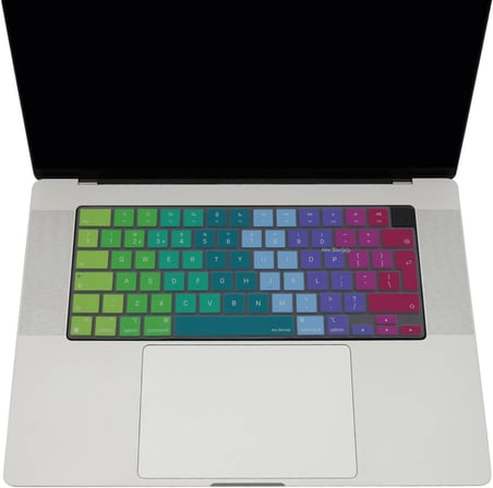 Macbook M1-M2-M3 Air Pro Klavye Koruyucu (UK-EU İngilizce) TouchID'li A2681 A3113 A2941 A3114 A2442 A2779 A2992 A2918 A2485 A2780 A2991 ile Uyumlu Dazzle Pembe Yeşil