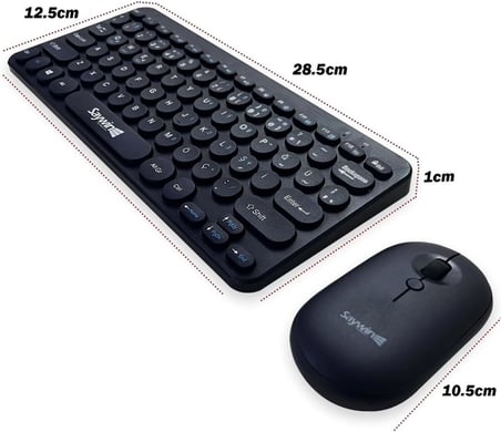 Bluetooth Klavye Mouse Set Yuvarlak Tuşlu Ev ve Ofis Kullanımına Uygun Türkçe Q Taşınabilir Kablosuz Klavye Lacivert Renk SW-500