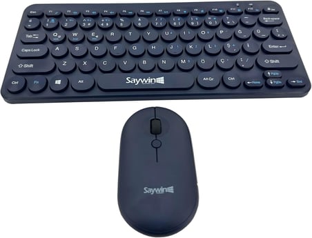 Bluetooth Klavye Mouse Set Yuvarlak Tuşlu Ev ve Ofis Kullanımına Uygun Türkçe Q Taşınabilir Kablosuz Klavye Lacivert Renk SW-500
