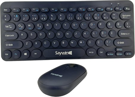 Bluetooth Klavye Mouse Set Yuvarlak Tuşlu Ev ve Ofis Kullanımına Uygun Türkçe Q Taşınabilir Kablosuz Klavye Lacivert Renk SW-500