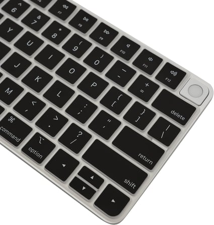 Apple Magic Keyboard 3 A2449 A2450 US Layout Klavye Koruyucu – Touch ID Uyumlu Ultra İnce ANSI Yatay Enter İngilizce Tuş Dizilimi Silikon Kaplama Toz ve Sıvı Koruma Keyboard Cover Siyah