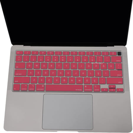 Türkçe Q Klavye Koruyucu MacBook Air 13 A2179 A2337 M1 Uyumlu | US ANSI Düz Enter | Ultra İnce Silikon Keyboard Cover Pembe
