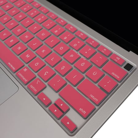Türkçe Q Klavye Koruyucu MacBook Air 13 A2179 A2337 M1 Uyumlu | US ANSI Düz Enter | Ultra İnce Silikon Keyboard Cover Pembe