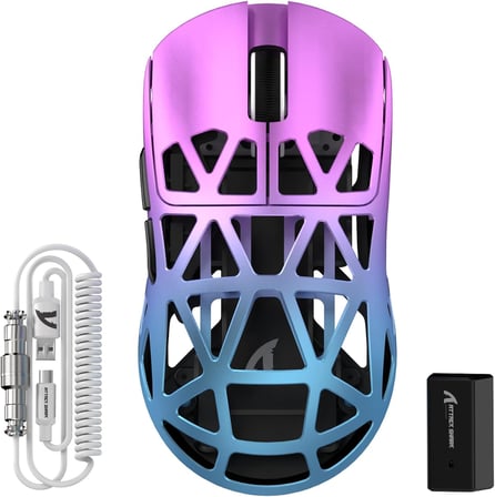 R2 Magnezyum Alaşımlı Kablosuz Gaming Mouse – 48g Ultra Hafif, PixArt PAW3950 Sensör, 42000 DPI, BT/2.4G/Kablolu Üçlü Mod, 8K Tepki Hızı, Windows/Xbox/PS/Mac Uyumlu – TW Purple