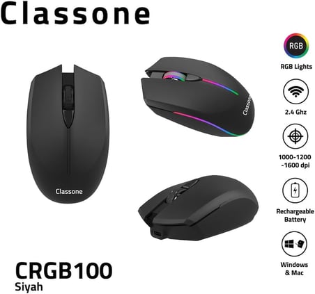 Classone CRGB100 2.4 Ghz Kablosuz Mouse - Siyah