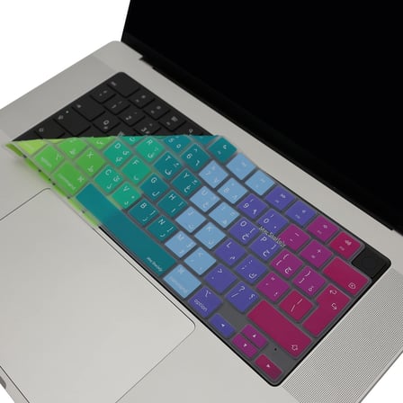 MacBook Arapça Klavye Koruyucu UK Ters L Enter M1-M5 | A2681 A3113 A3240 A3449 A2941 A3241 A2442 A2779 A2992 A2485 A2991 | Arabic Keyboard Cover Pembe Yeşil