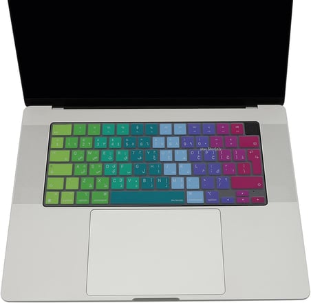 MacBook Arapça Klavye Koruyucu UK Ters L Enter M1-M5 | A2681 A3113 A3240 A3449 A2941 A3241 A2442 A2779 A2992 A2485 A2991 | Arabic Keyboard Cover Pembe Yeşil