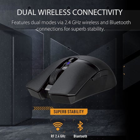 TUF M4 kablosuz oyun faresi | çift kablosuz mod - Bluetooth/RF 2,4 GHz, 12K DPI optik sensör, 6 programlanabilir düğme