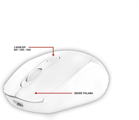 STORE Bluetooth Şarj Edilebilir Kablosuz ve Çift Mod Sessiz Mouse 800-1200-1400 DPI