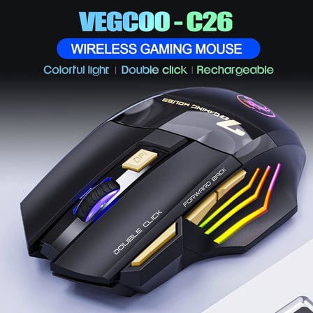 C8 kablosuz oyun faresi, şarj edilebilir Silent Click oyun faresi, 2.4G USB alıcısı, 3 ayarlanabilir DPI, 7 hassas tuş, ergonomik RGB fare, dizüstü bilgisayar, Mac için