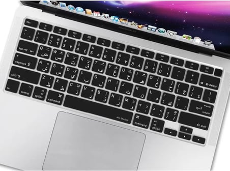 Arapça Baskılı Klavye Koruyucu MacBook Air A1932 A2179 A2337 M1 Uyumlu | US Amerikan Düz Enter | İnce Silikon Keyboard Cover Siyah Siyah