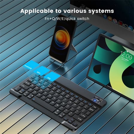 Windows/Android/IOS Sistemi için Kablosuz Bluetooth Uyumlu Klavye Fare Seti Mini Ultra İnce Şarj Edilebilir Türkçe (Beyaz)