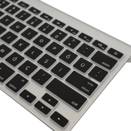 Apple Magic Keyboard A1314 A1242 Uyumlu Klavye Koruyucu Türkçe Q Baskı Silikon Kaplama US İngilizce Klavyeyi Türkçeye Çeviren Ultra İnce Kaymaz Toz ve Sıvı Koruma Keyboard Cover Siyah