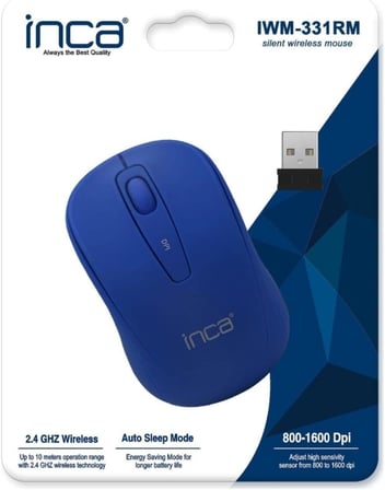 IWM-331RM Silent Wireless Mouse (Sessiz Mouse) MAVİ 800 1600 Dpi Çalışma Menzili 10 Metre Tuş Ömrü 3.000.000 Tıklama Düşük enerji kullanımı ile uzun pil ömrü