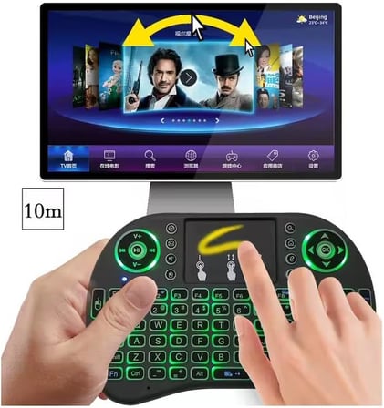 Cr46 Mini Kablosuz Klavye Mouse Seti Touchpad Lityum Pilli Işıklı Bluetooth 2.4G USB Smart Tv Bilgisayar