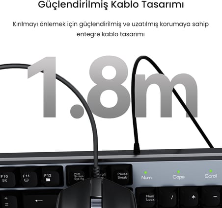MK500A Ergonomik Kablolu Türkçe Q Klavye Mouse Seti Siyah