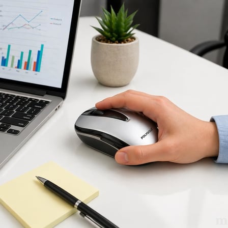 Kablosuz Optik Mouse: 2.4GHz USB Nano Alıcı, Ergonomik Tasarım, Sessiz Kaydırma Tekerleği ve Uzun Pil Ömürlü Gümüş-Siyah Ofis ve Oyun Mouse