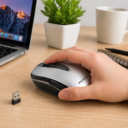 Kablosuz Optik Mouse: 2.4GHz USB Nano Alıcı, Ergonomik Tasarım, Sessiz Kaydırma Tekerleği ve Uzun Pil Ömürlü Gümüş-Siyah Ofis ve Oyun Mouse