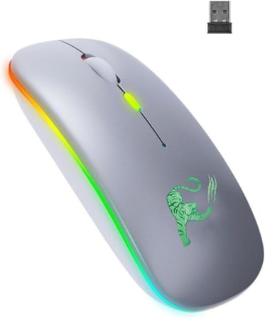JUNGLEE (1369) Şarjlı Kablosuz Mouse Sessiz 2.4 Ghz Usb Wireless 800-1200-1600 Ayarlanabilir Dpi Led Işıklı Slient ile uyumlu