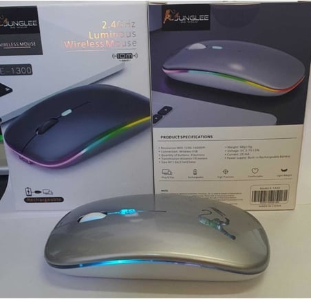 JUNGLEE (1369) Şarjlı Kablosuz Mouse Sessiz 2.4 Ghz Usb Wireless 800-1200-1600 Ayarlanabilir Dpi Led Işıklı Slient ile uyumlu