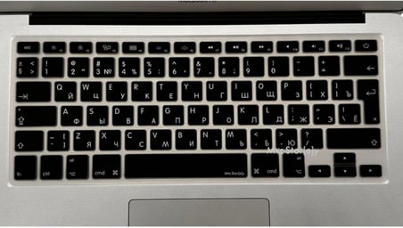 Rusça Klavye Koruyucu Silikon Apple MacBook Air 13 & Pro 13/15 ile Uyumlu | UK ISO Ters L Enter | A1278 A1502 A1425 A1369 A1466 A1286 A1398 Siyah