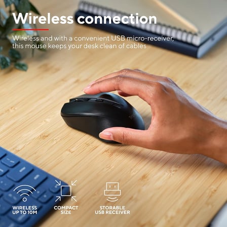 Mydo Sessiz Kablosuz Fare,%82 Plastik Geri Donusturulmus 1000 1800 Dpi, Usb Alicisi Saklanabilir, 2,4 Ghz Rf, Sol Ve Saglayicilar İcin, Pc, Dizustu Bilgisayar, Mac İcin Fare, Siyah