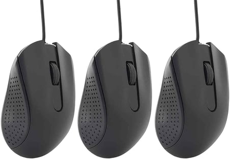 Kablolu Mouse Siyah 2 Tuşlu Ekonomik Mouse Bilgisayar Faresi Ofis ve Ev Kullanımına Uygun USB Uçlu NoteBook PC ve Bilgisayar için Uygun 2.5 x 12.5 x 16.5 cm mouse1 (3 Adet)